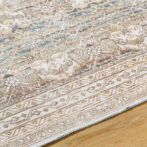 Trivia Traditional Dark Brown Washable Area Rug