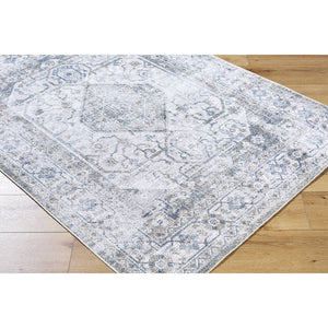 Taron Traditional Metallic - Silver Washable Area Rug