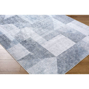 Terrell Modern Slate Blue Washable Area Rug