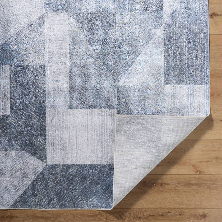 Terrell Modern Slate Blue Washable Area Rug