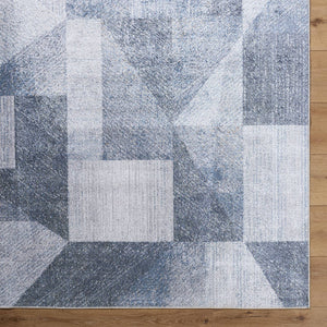 Terrell Modern Slate Blue Washable Area Rug