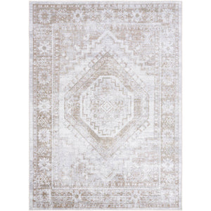 Heure Traditional Light Silver Washable Area Rug