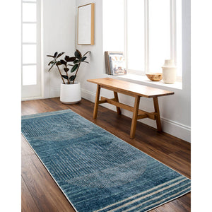 Elk Falls Modern Slate Blue Washable Area Rug