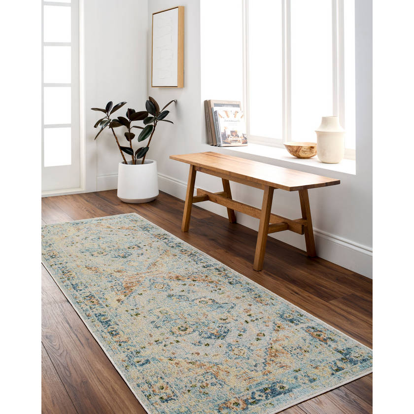 Estill Traditional Slate Washable Area Rug