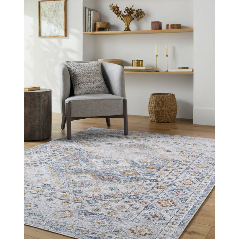 Stephen Traditional Slate Washable Area Rug