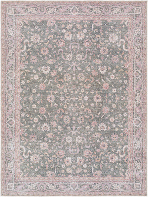 Jacqueleen Traditional Emerald Washable Area Rug