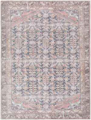 Sahra Traditional Brown/Blue Washable Area Rug