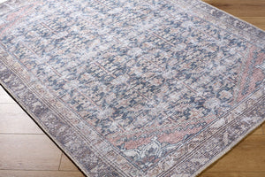 Sahra Traditional Brown/Blue Washable Area Rug