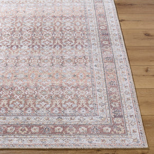 Zehra Traditional Brown Washable Area Rug