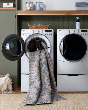 Rommy Traditional Dark Green Washable Area Rug