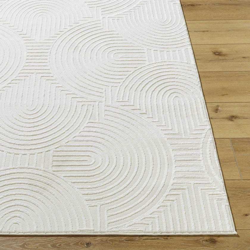 Ramsay Modern Cream/Ivory Washable Area Rug