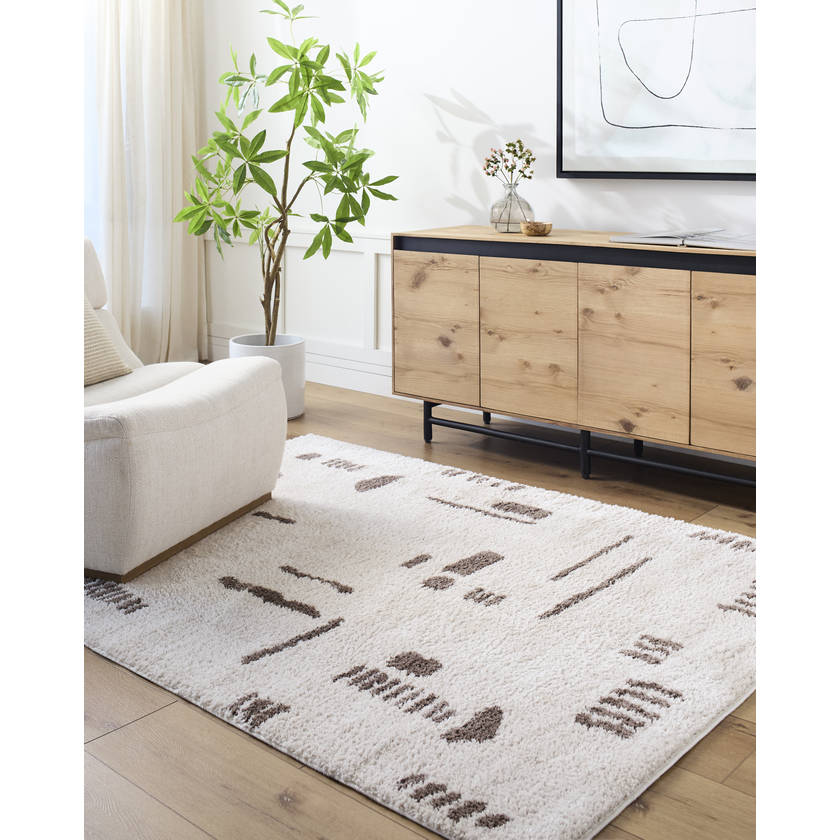 Shareef Modern Dark Brown Washable Area Rug