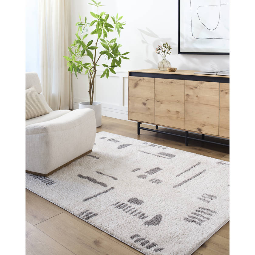 Shareef Modern Charcoal Washable Area Rug