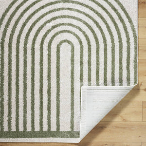 Larita Modern Grass Green Washable Area Rug