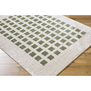 Noam Modern Grass Green Washable Area Rug