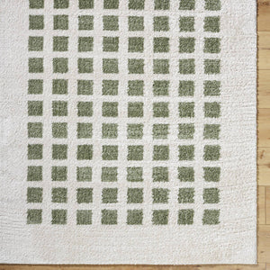 Noam Modern Grass Green Washable Area Rug