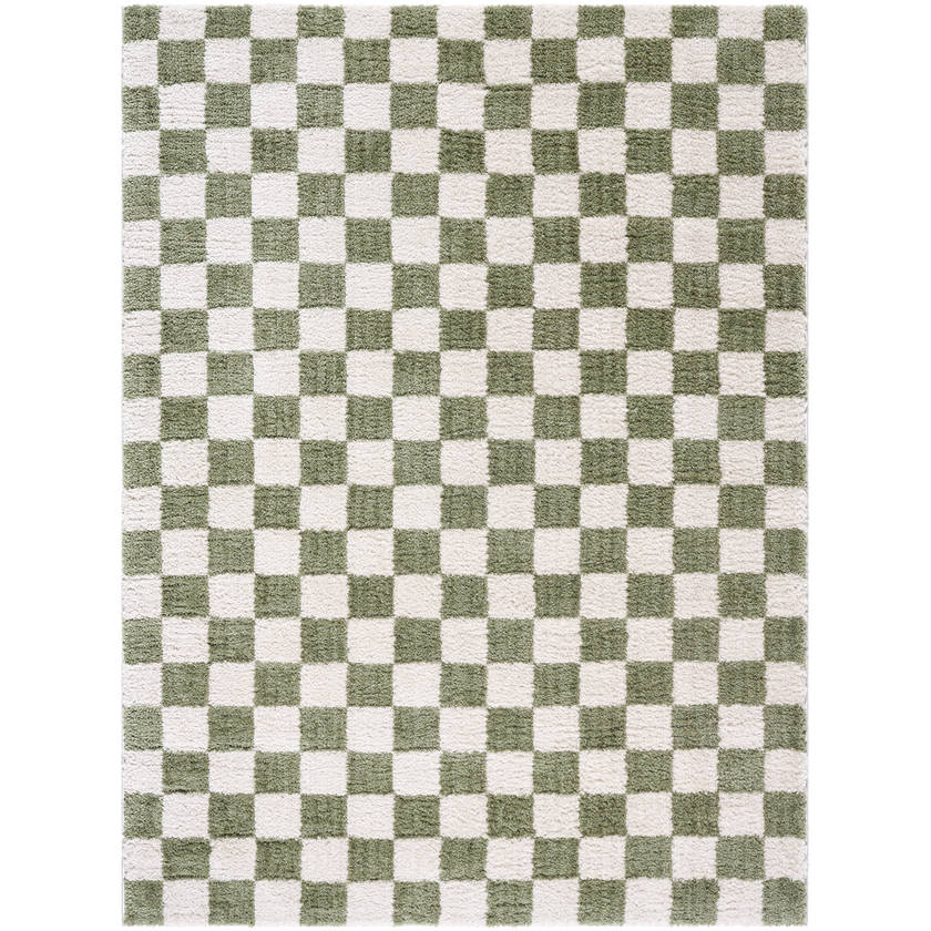 Shera Modern Grass Green Washable Area Rug