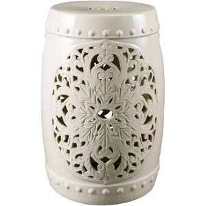 Tambria White Garden Stool