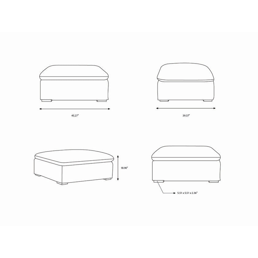 Ace White/Charcoal Ottoman