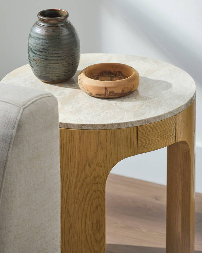Krystil White End Table