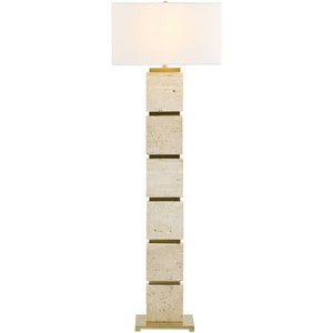 Baudilio Traditional Yellow/Brown Floor Lamp