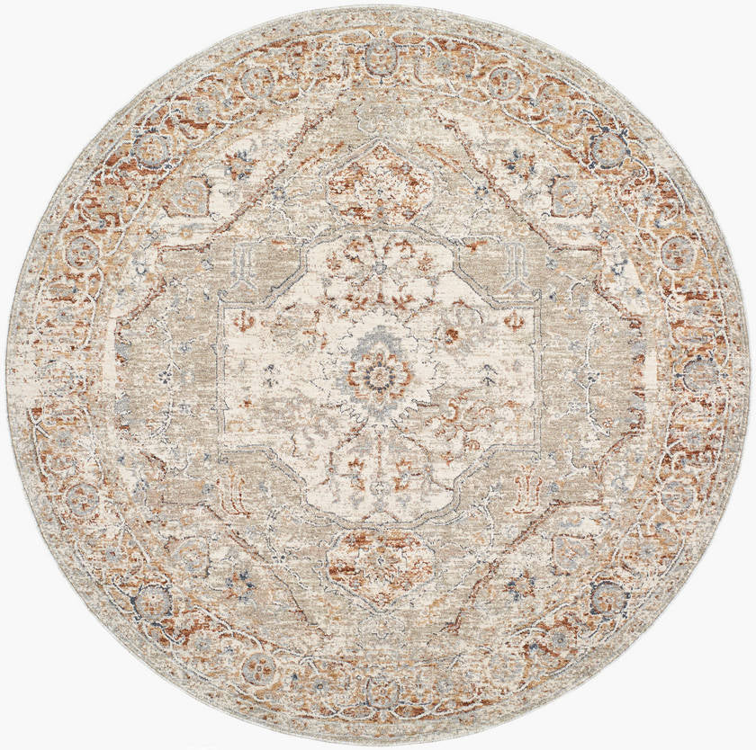 Ramia Traditional Cream/Slate Area Rug