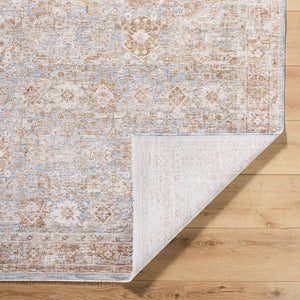 Cassy Traditional Tan/Blue Area Rug