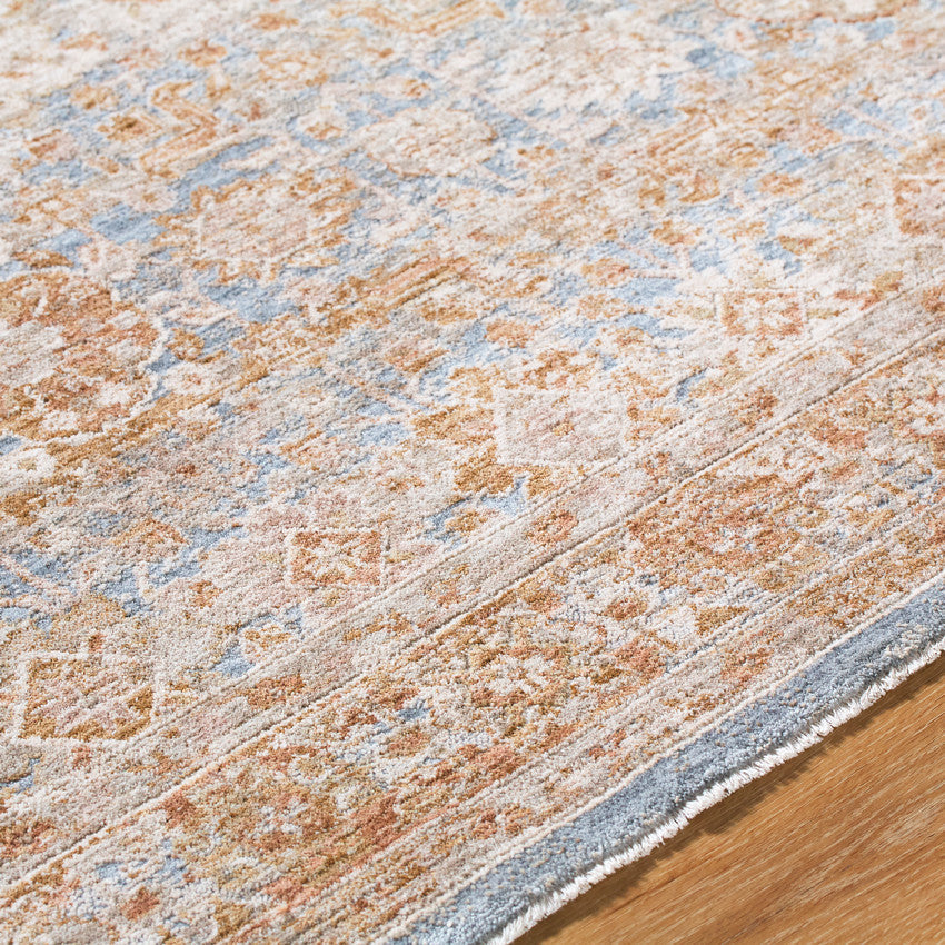 Cassy Traditional Tan/Blue Area Rug
