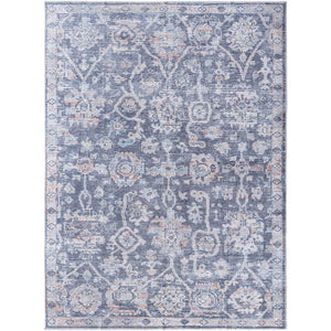 Eleni Traditional Black/Denim Washable Area Rug - Vivir x Livabliss