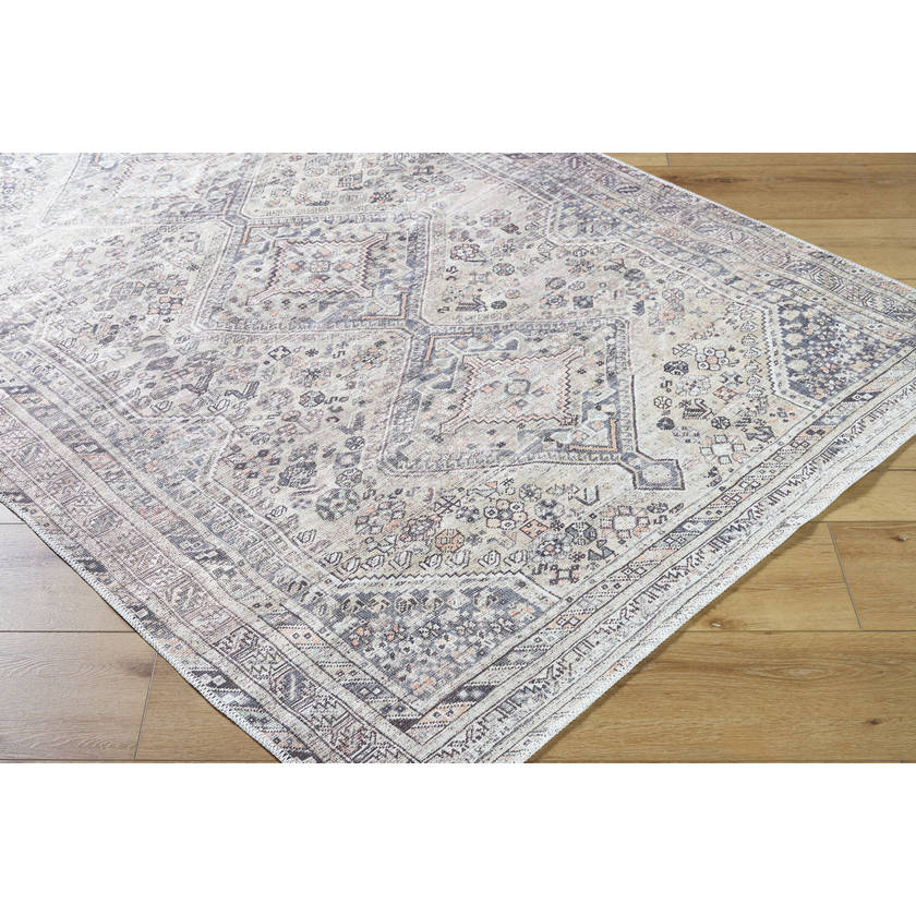 Eleni Traditional Gray Washable Area Rug - Vivir x Livabliss