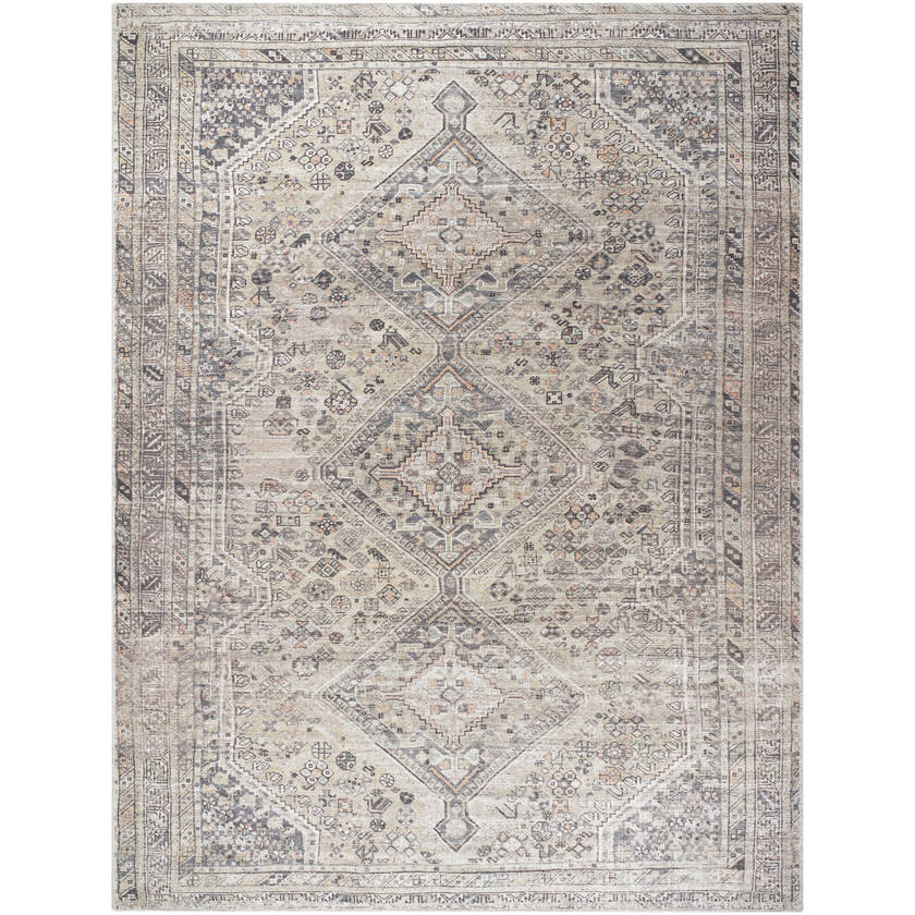 Eleni Traditional Gray Washable Area Rug - Vivir x Livabliss