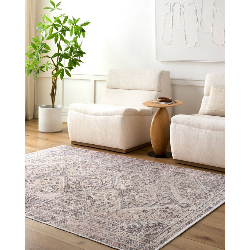 Eleni Traditional Gray Washable Area Rug - Vivir x Livabliss
