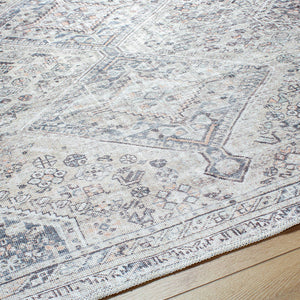 Eleni Traditional Gray Washable Area Rug - Vivir x Livabliss