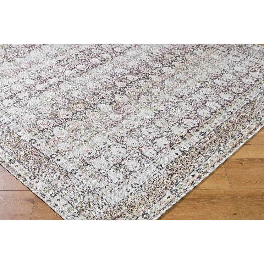 Lorelai Traditional Dark Brown Washable Area Rug - Vivir x Livabliss