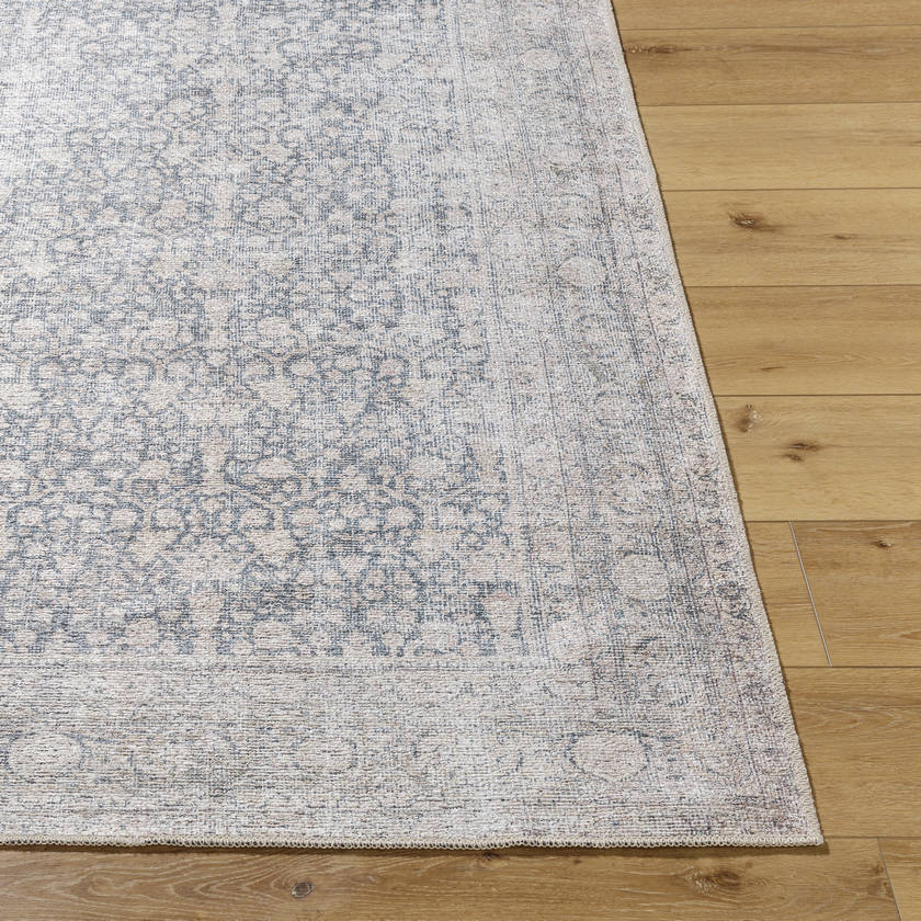 Lorelai Traditional Light Beige/Black Washable Area Rug - Vivir x Livabliss