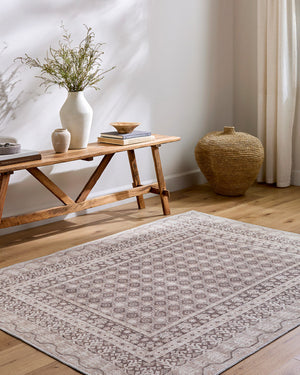 Rainier Cottage Cream/Dark Brown Washable Area Rug - Our PNW Home x Livabliss
