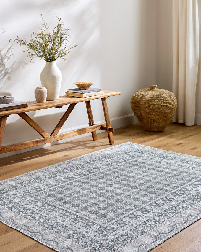 Rainier Cottage Pale Blue Washable Area Rug - Our PNW Home x Livabliss