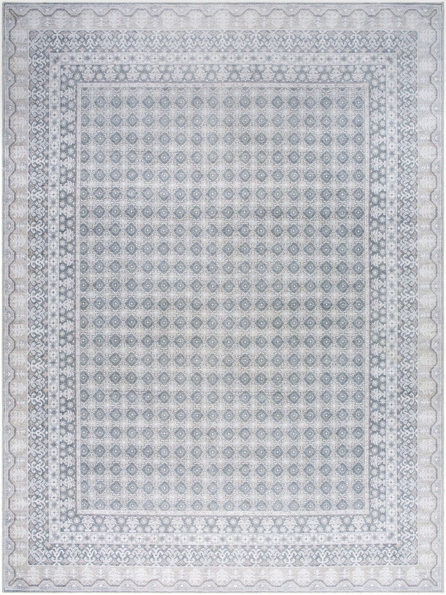 Rainier Cottage White/Pale Blue Washable Area Rug - Our PNW Home x Livabliss