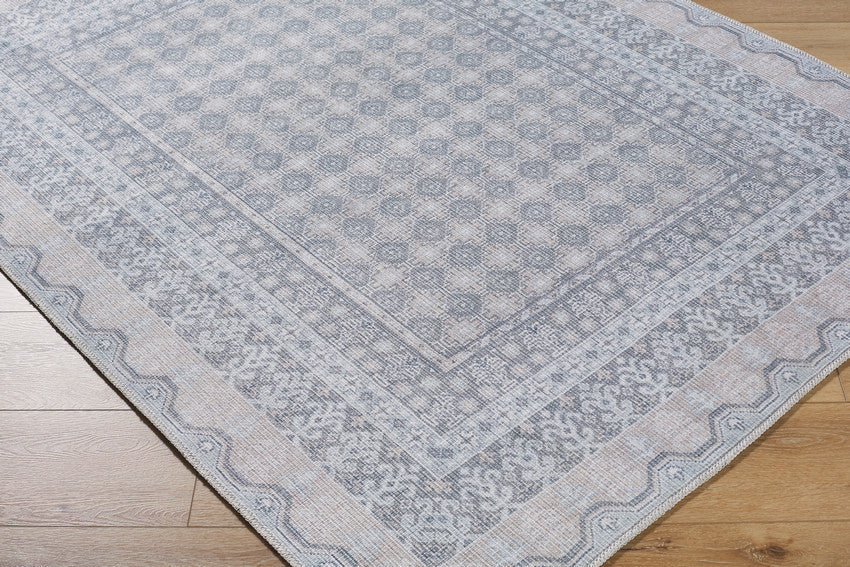 Rainier Cottage White/Pale Blue Washable Area Rug - Our PNW Home x Livabliss