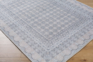 Rainier Cottage White/Pale Blue Washable Area Rug - Our PNW Home x Livabliss