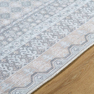 Rainier Cottage White/Pale Blue Washable Area Rug - Our PNW Home x Livabliss