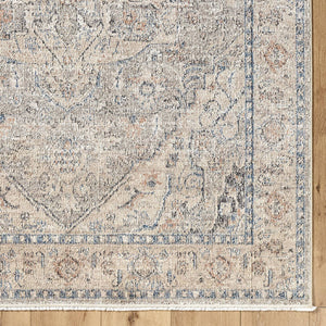 Maria Elena Traditional Taupe/Dark Blue Area Rug - Galey Alix Livabliss