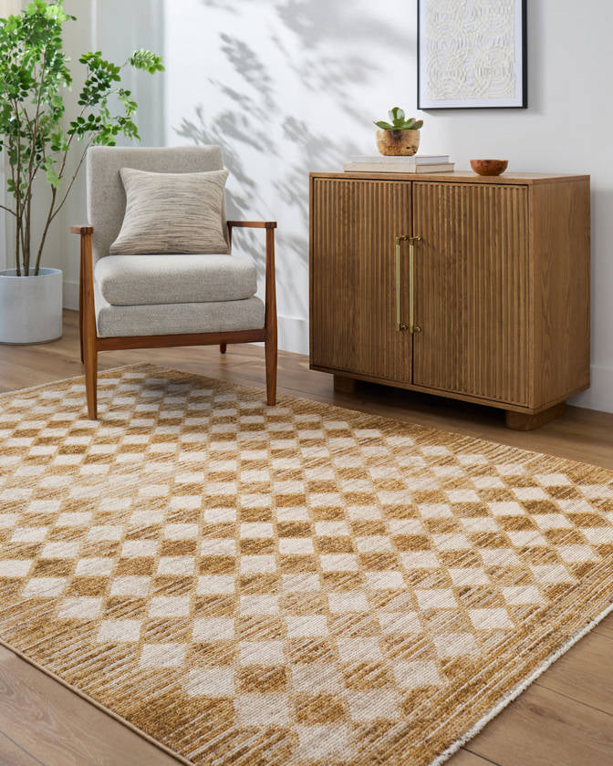 Myrtle Avenue Traditional Taupe/Mustard Area Rug - Galey Alix Livabliss