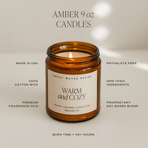Driftwood and Mahogany Soy Candle - Amber Jar - 9 oz