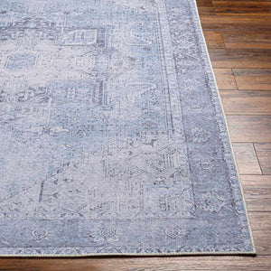 Ice Blue Flat Pile Washable Rug - Clearance