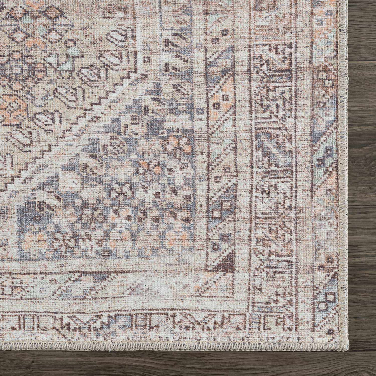 Barny Tan Flat Pile Washable Area Rug