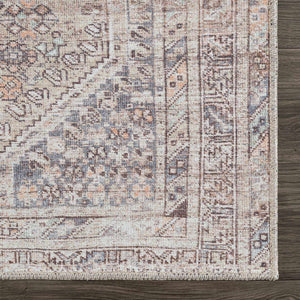 Barny Tan Flat Pile Washable Area Rug