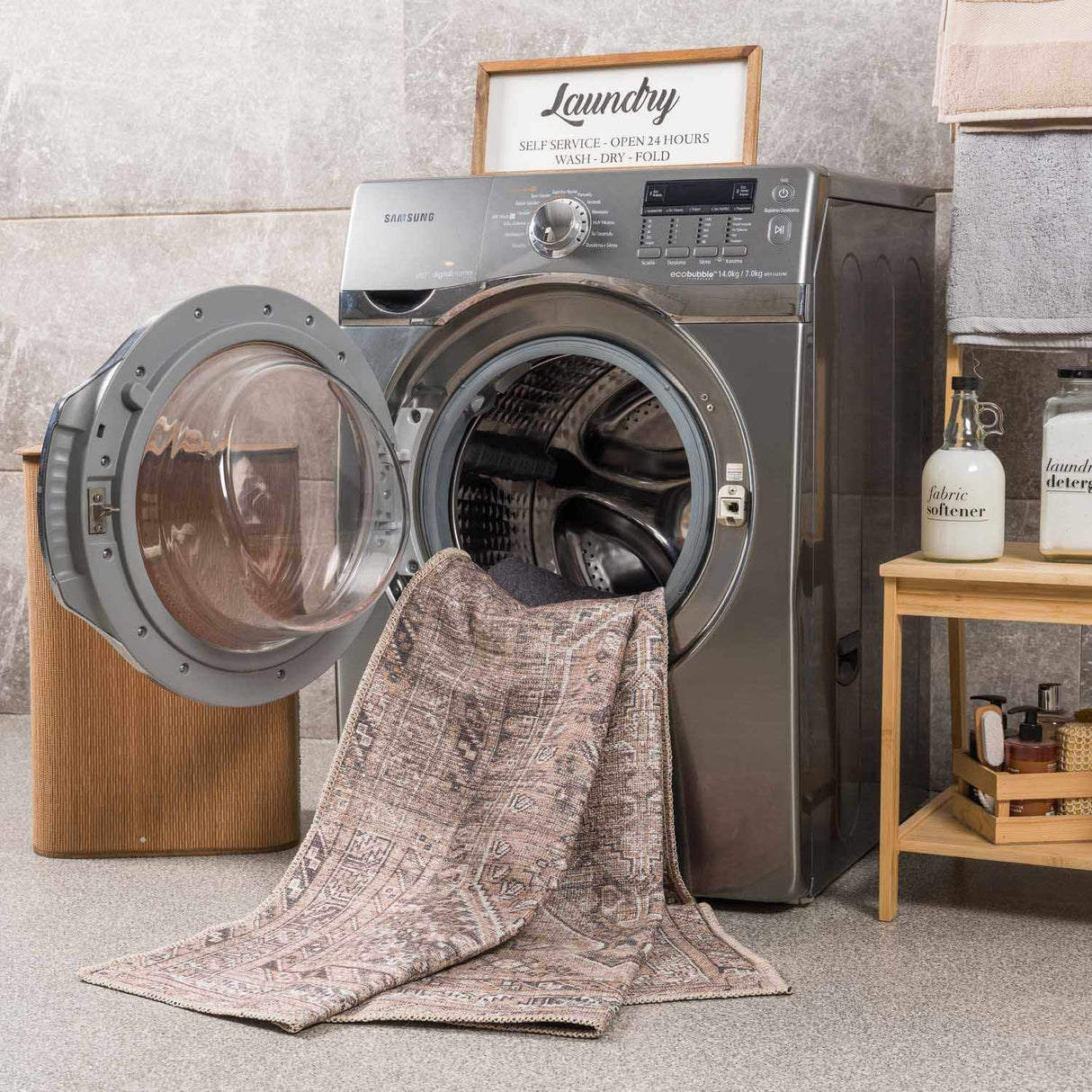 Barny Brown Flat Pile Washable Rug