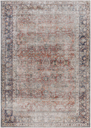 Rust Anahawan Distressed Washable Area Rug - Clearance
