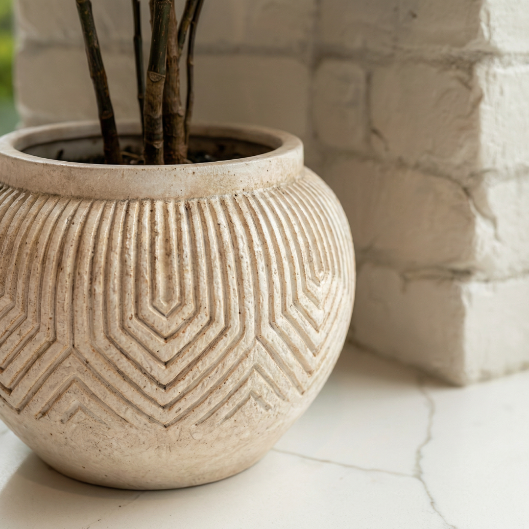 Linden Concrete Vessel Natural Sandstone, 8"D X 6"H
